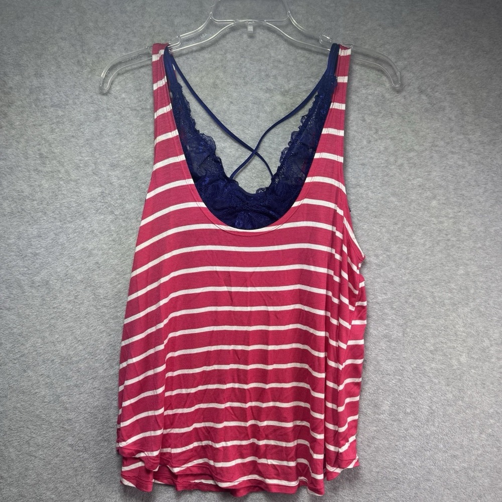 Honeydew Striped Babydoll Y2K Top Size M Lace Bralette 2000s Preppy Pink Tank